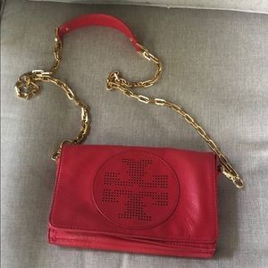 Red Tory Burch Kippa Crossbody Clutch Shoulder Bag
